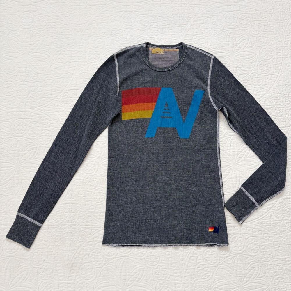 Aviator Nation Logo Thermal, Charcoal Sz S